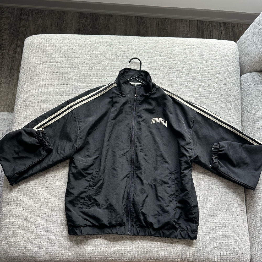 YoungLA Black Windbreaker with White Accents